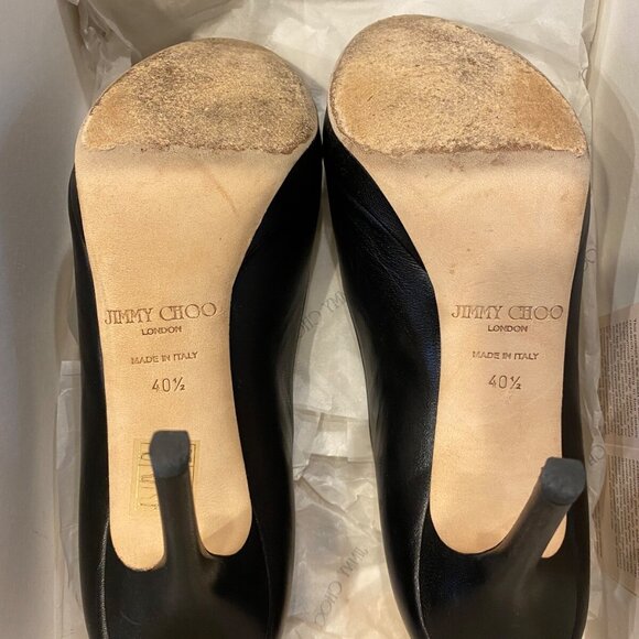 Jimmy Choo Peep Toe Stilleto Heels Black Leather - Picture 8 of 11